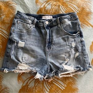 RISEN distressed denim shorts